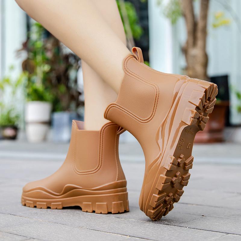 Women Garden Galoshes Waterproof Rubber Rain Boots Thick Warm Short Style Fashion Waterproof Non-slip Fishing Water Shoes 36-40