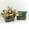 Modern Oval Iron Plant Pot Container With Reinforced Handle Rustproof Suitable For Indoor Outdoor Greeneries Arrangement