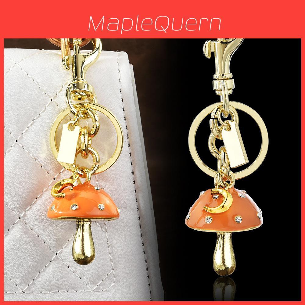 Mushroom Keychain Bag Charm With Metal Electroplating For Summer Fashion Accessory
