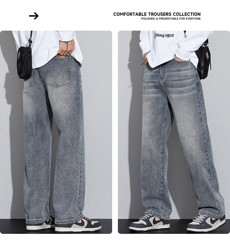 2025 Autumn/Winter Men's Retro High Street Loose Straight-Leg Jeans