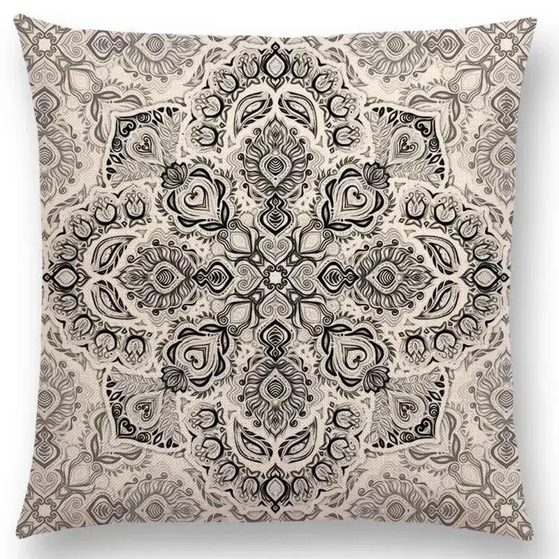 New Fantastic Snowflake Flowers Gorgeous Floral Doodle Colourful Decorative Pattern Mandalas Cushion Cover Sofa Pillow Case