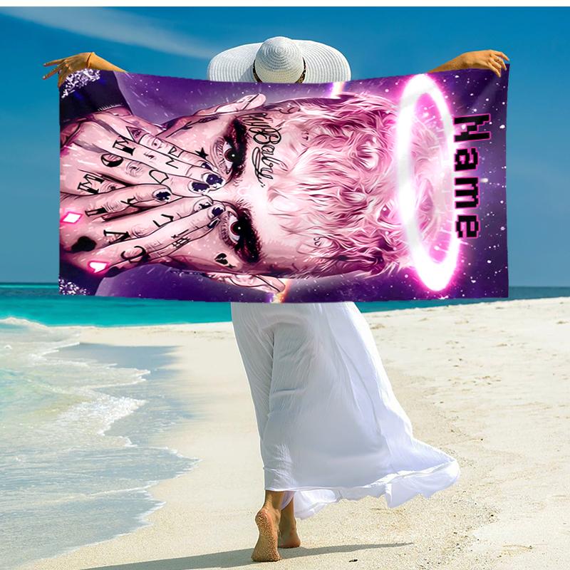 Personalized customized proof beach towel with Lil Peep pattern - soft, absorbent,quick-drying,perfect swimming,camping&bathing
