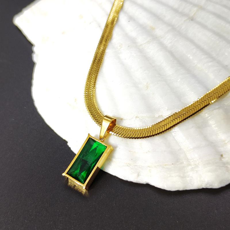 Naszyjnik z kwadratową zawieszką w stylu vintage dla kobiet, olśniewający choker ze stali nierdzewnej, łańcuszek typu 'snake bone' na szyję, biżuteria