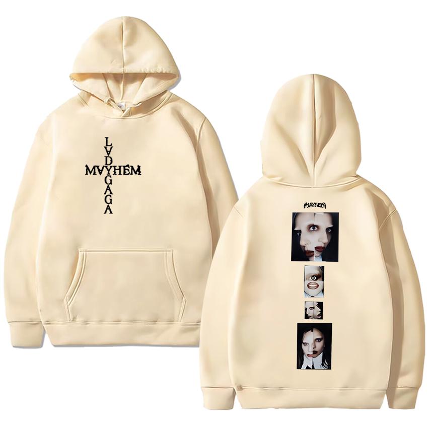 Hot Sale Lady Gaga Tour Double Sided print Hoodies Unisex vintage hip hop streetwear Men women Casual Fleece Sweatshirts Jacket