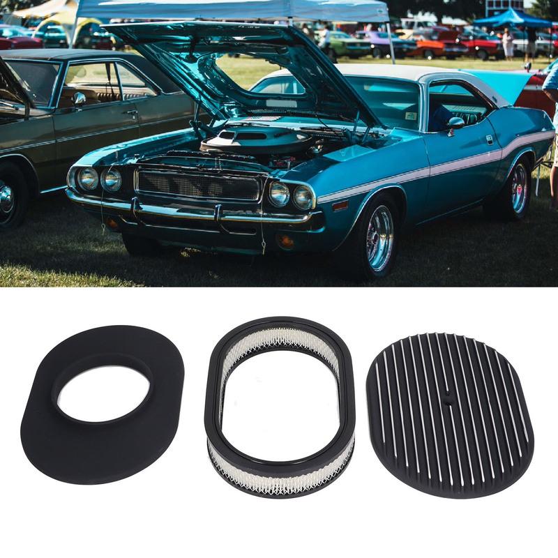 Full Finned Air Cleaner Aluminium Alloy Black for 5 1/8in 4 Barrel Opening Carburetors