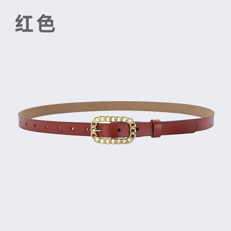 

Женский ремень из коровьей кожи, ретро ремень с пряжкой-пином однотонный для платья, джинсов 105cm