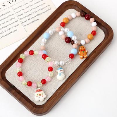 Beliebtes Weihnachts-Kinder-Cartoon-Perlenarmband – Niedliches Handschmuck-Geschenk