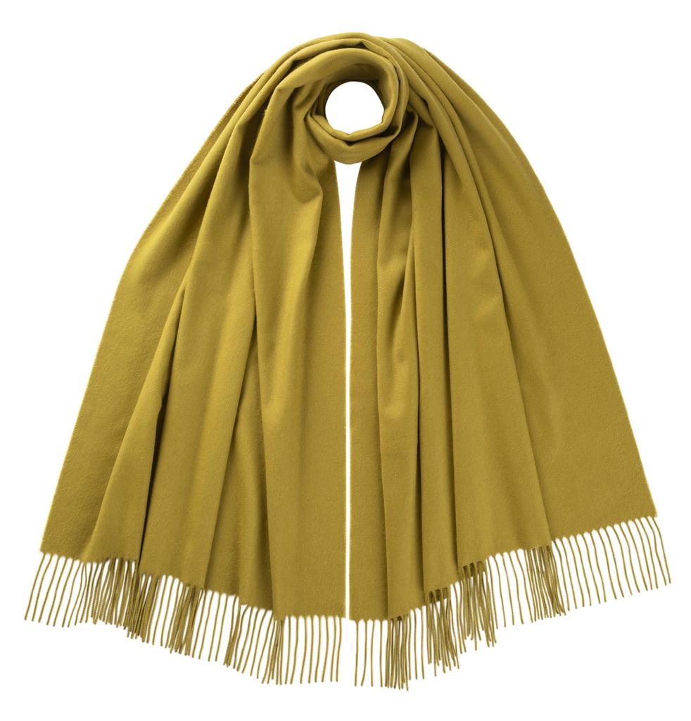 Johnstons Official Cashmere Stole WA56 UK 190cm x 70cm (Plain) AU8324/Gold (Free Size)