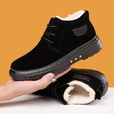 New Winter Men's Cotton Shoes Hand-sewn Men Ankle Boots Non-slip Cold-proof Thick Warm Snow Boots for Men Big Size Cotton Shoes