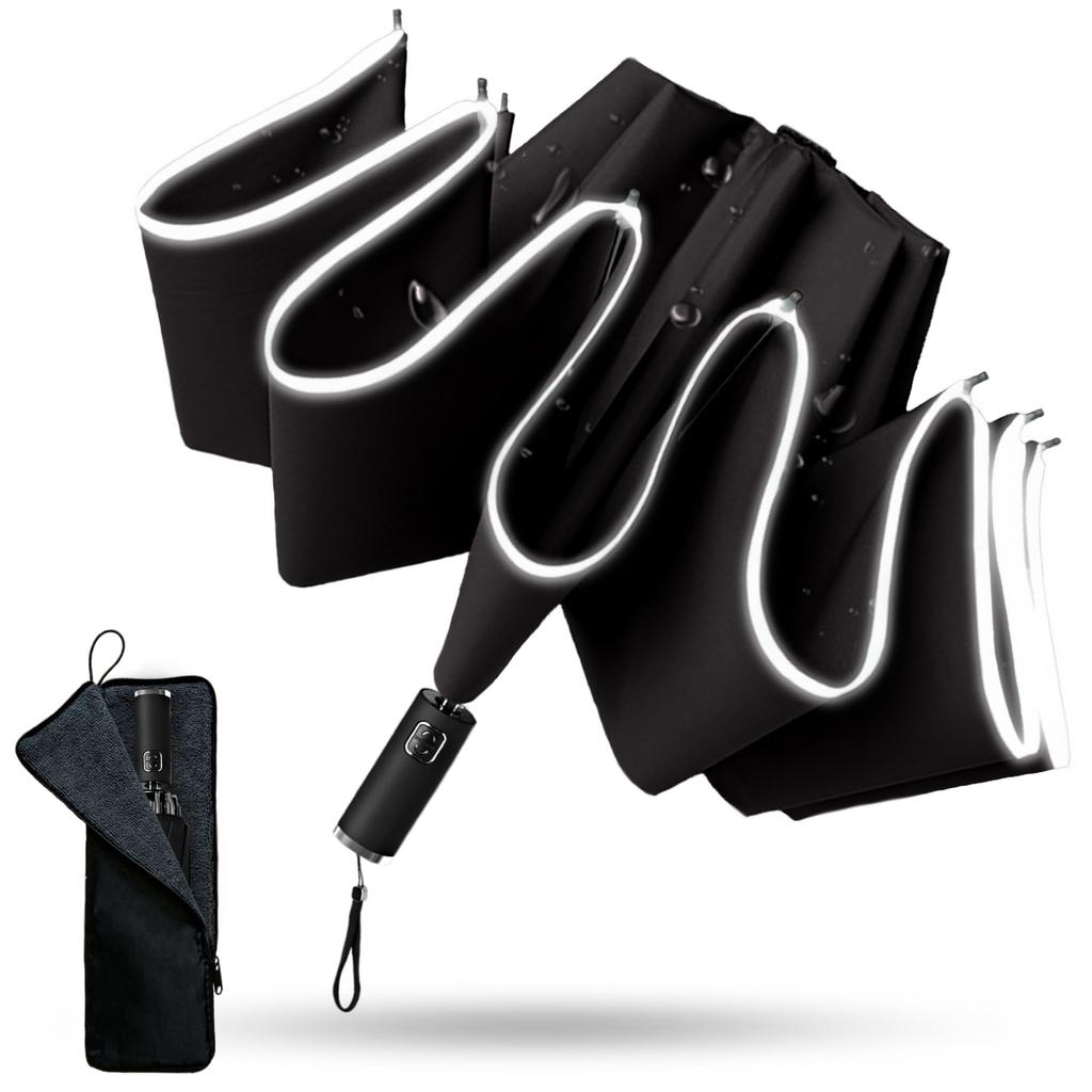 JIS Standard Reverse Folding Umbrella for Automatic Folding Lightest of Its Includes Umbrella Cover [For Cars/Men] Men, One-Touch Open/Close, Large,