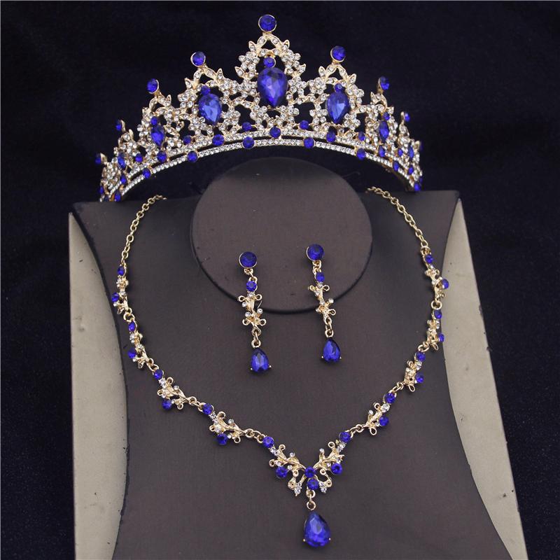 Baroque Quality Fashion Crystal Wedding Bridal Jewelry Sets Women Bride Tiara Crowns Earring Necklace Wedding Jewelry Set