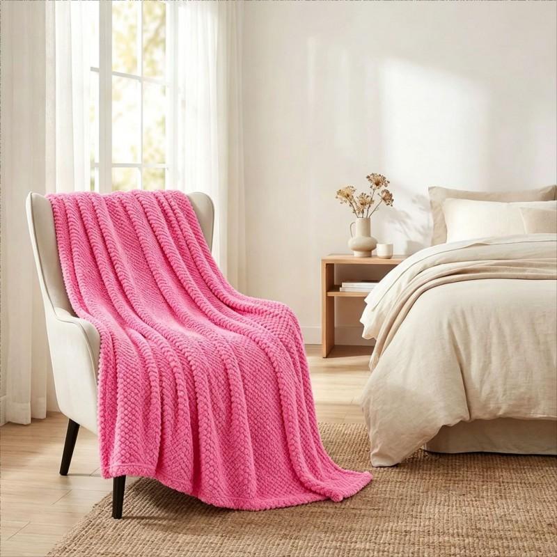 Soft Fleece Throw Blanket Sofa Bed Office Nap Lightweight Warm All Season Use