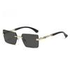 New borderless sliced fashion sunglasses European and American personalized leopard decoration personalized trimmed PC sunglasses