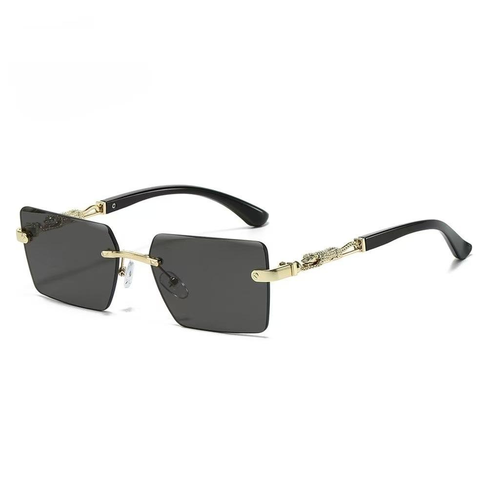 New borderless sliced fashion sunglasses European and American personalized leopard decoration personalized trimmed PC sunglasses