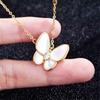 24k Gold Plated Natural Mother of Pearl Butterfly Necklace Vacuum Electroplated Shell Pendant
