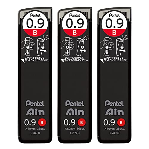 

Pentel Ain AMZ-XC289B3P Mechanical Lead, 0.04 inches (0.9 mm), B, 3 Pieces