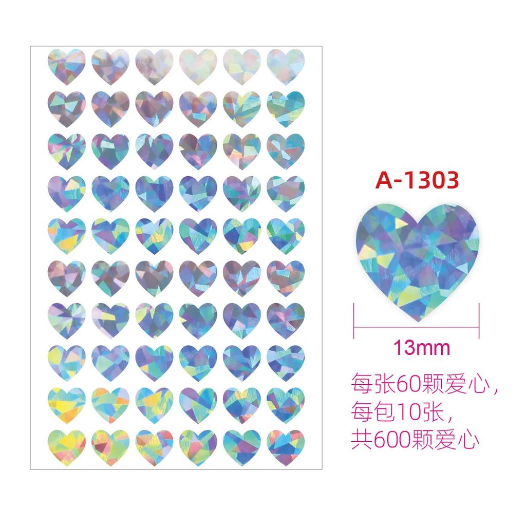 10sheet Glitter Heart Style Sticker for DIY Decor Scrapbook Journal 3MM Mini Heart Stickers Teacher Reward Envelope Seal Sticker