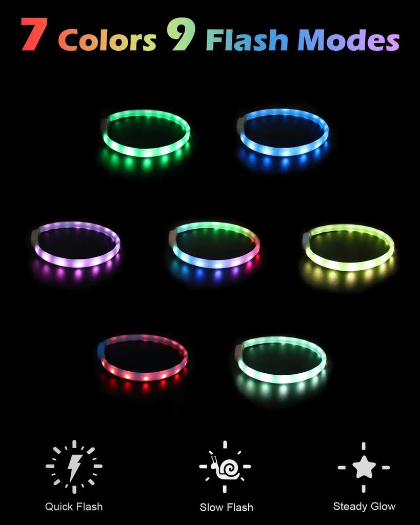 Rgb Discolor Glowing Collar For Dogs Large Medium Usb Rechargeable Dog Collar Luminous Led Light Night Safety Pet Accessories