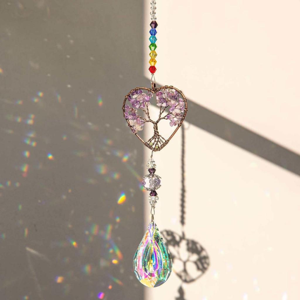 Dreamcatcher Tree of Life Crystal Suncatcher Pendant for Festive Garden Decor T120