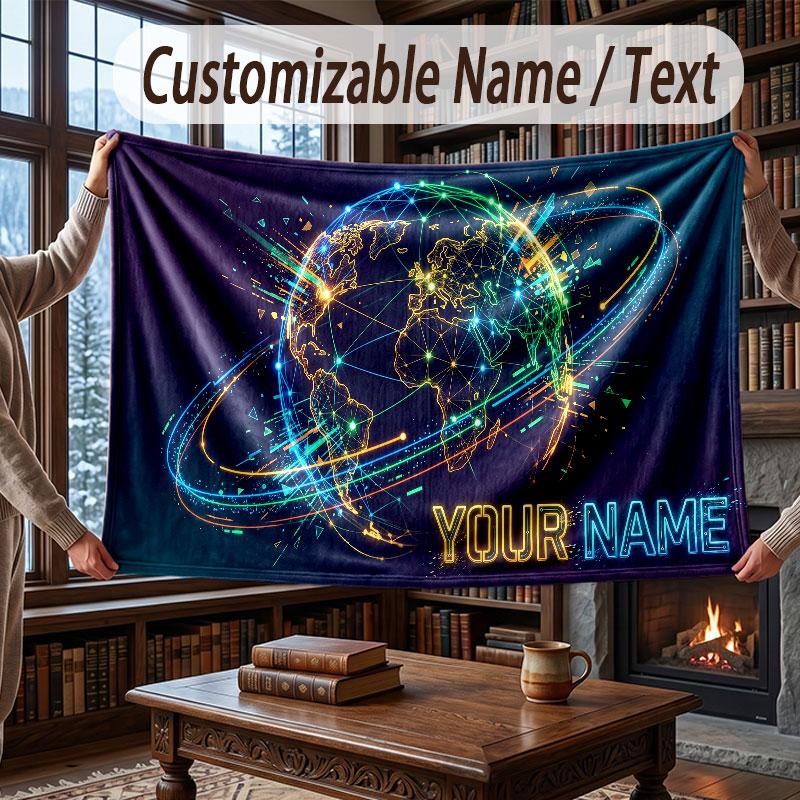 Abstract Personalized Theme Throw Blanket Custom Name Text Personalized Blanket Soft Cozy Blanket for Home Sofa Bed