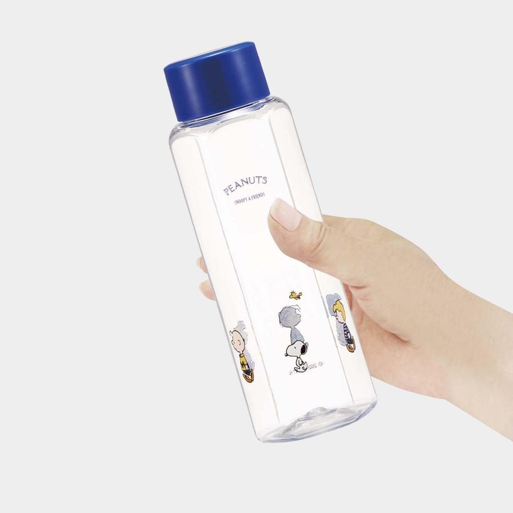Skater Easy-to-Grip Hexagonal Plastic Water Bottle, 350ml, Blow-Drop Design, for Adults and Kids, Direct Drinking, Transparent, Snoopy Design,