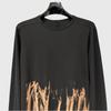 Men's Dark Style Round Neck Cotton Top - Spring/Autumn Flame Design