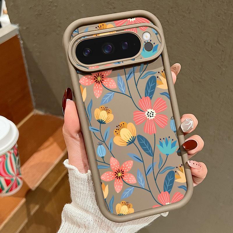 Colorful Floral Print Soft TPU Phone Case For Google Pixel 9 Pro XL 8 Pro 8A Lens Protection Matte Shockproof Bumper Cover