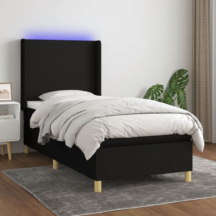 VidaXL Sommier à Lattes de Lit avec Matelas et LED, Lit Rembourré, Lit Simple, Lit Adulte de Chambre à Coucher Intérieur, 3138679