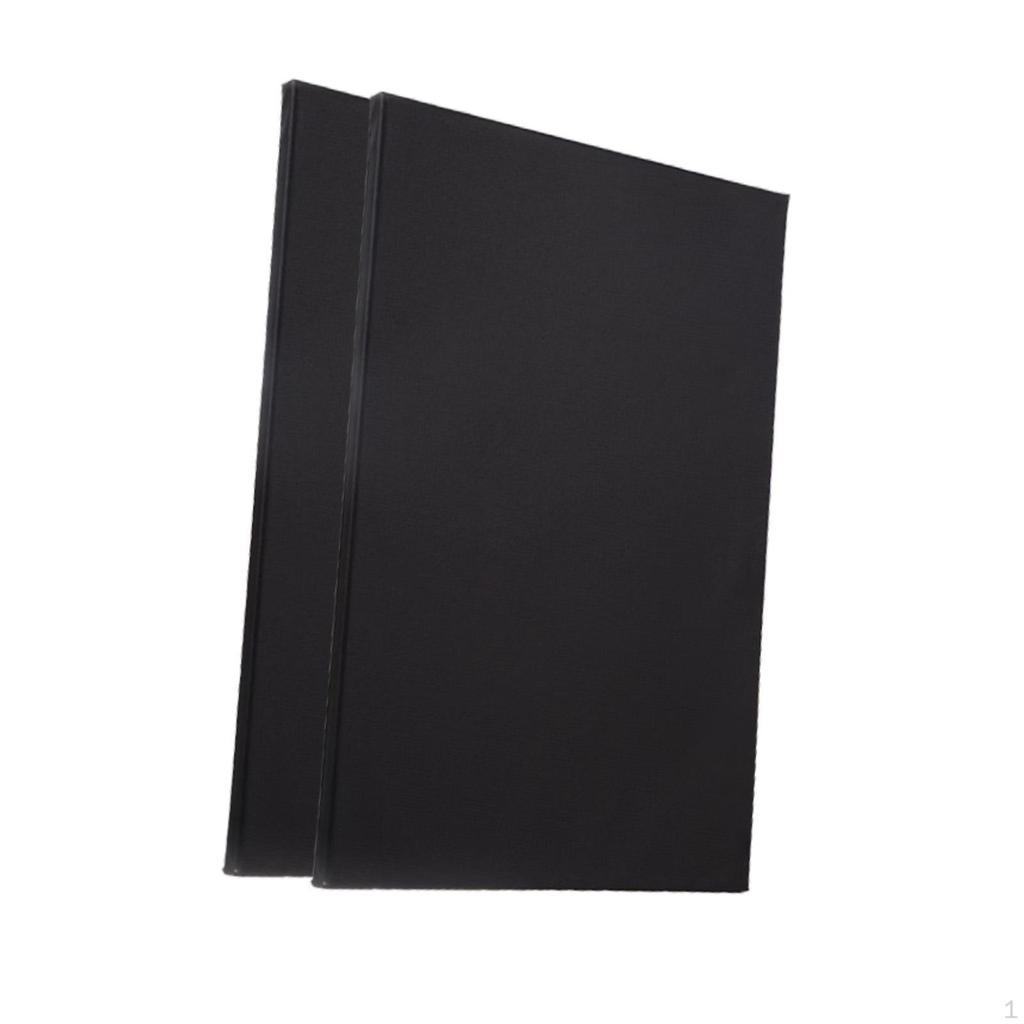 2 Pieces Black Canvas Art Panels with Wooden Frame for Painting