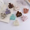 Korean-Style Floral Medium Square Acetate Hair Claw - Elegant and Versatile Hair Accessory