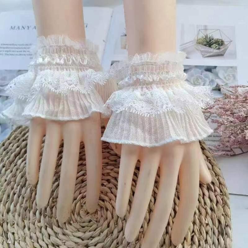Dekorative Armstulpen für Damen Elastische Stulpen Spitzenbesatz Hemdärmelstulpen Sommer Handgelenk Sonnenschutz-Accessoires