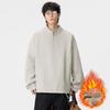 Men's Plus Size Heavyweight Fleece Half-Zip Hoodie - Casual Loose Long Sleeve for Spring, Autumn, Winter