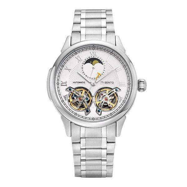 [Ticento]Moon Phase Automatic Metal Watch TS60041WS, Korean Luxury Watches