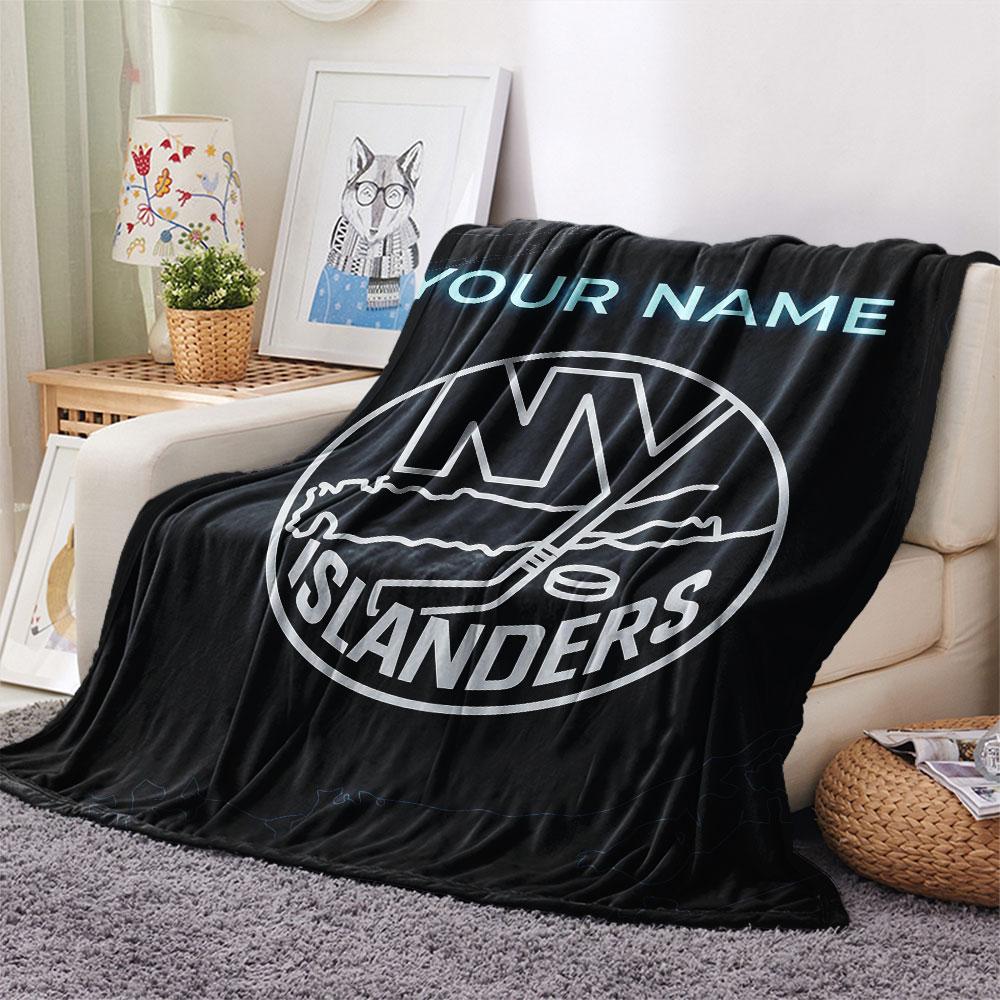 Custom Name,New York Islanders Printed Flannel Blanket, Soft Throw for Bedroom Sofa, Washable, Christmas Present, Great Gift.