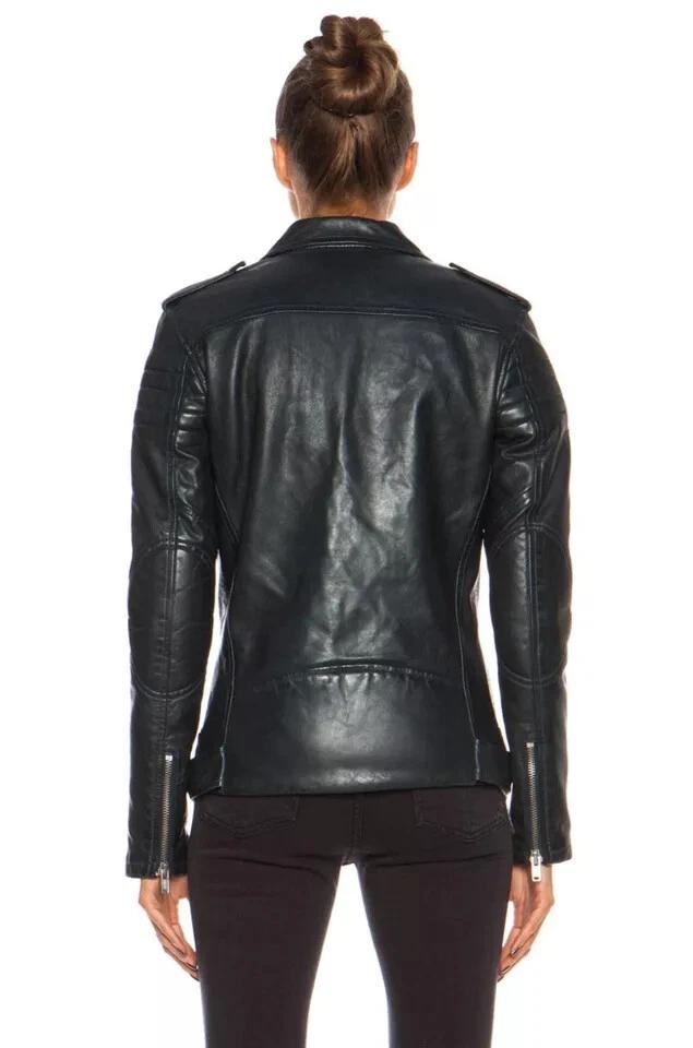 Handmade Biker Motorcycle Black Women's Genuine Lambskin Stylish Leather Jacket