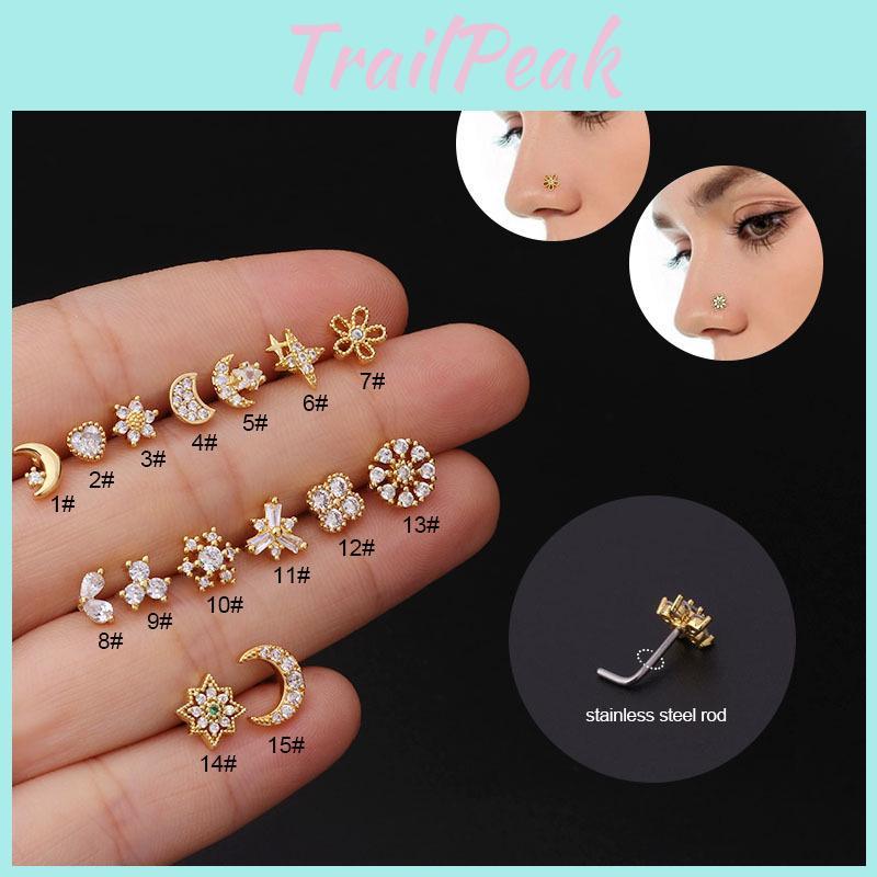 20gl Creative Nose Steel Stainless Stud With Microinlaid Zircon Stylish Body Piercing Jewelry
