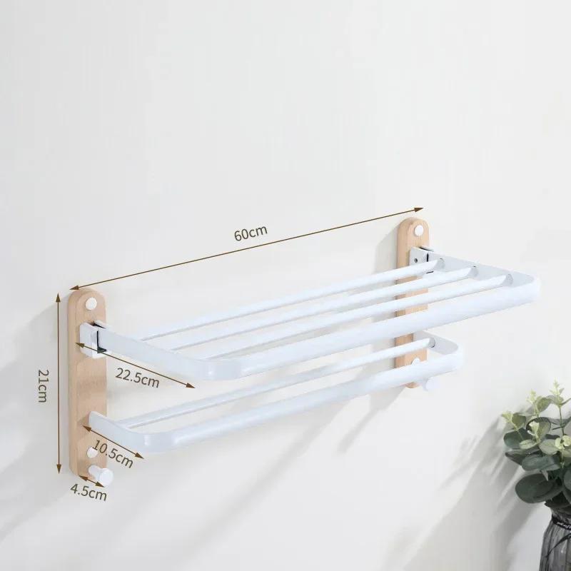 Bathroom Pendant Towel Holder Shower Rack Solid Wood Bathroom Shelf Shampoo Shower Gel Corner Holder Towel Bar Mobile Phone Rack