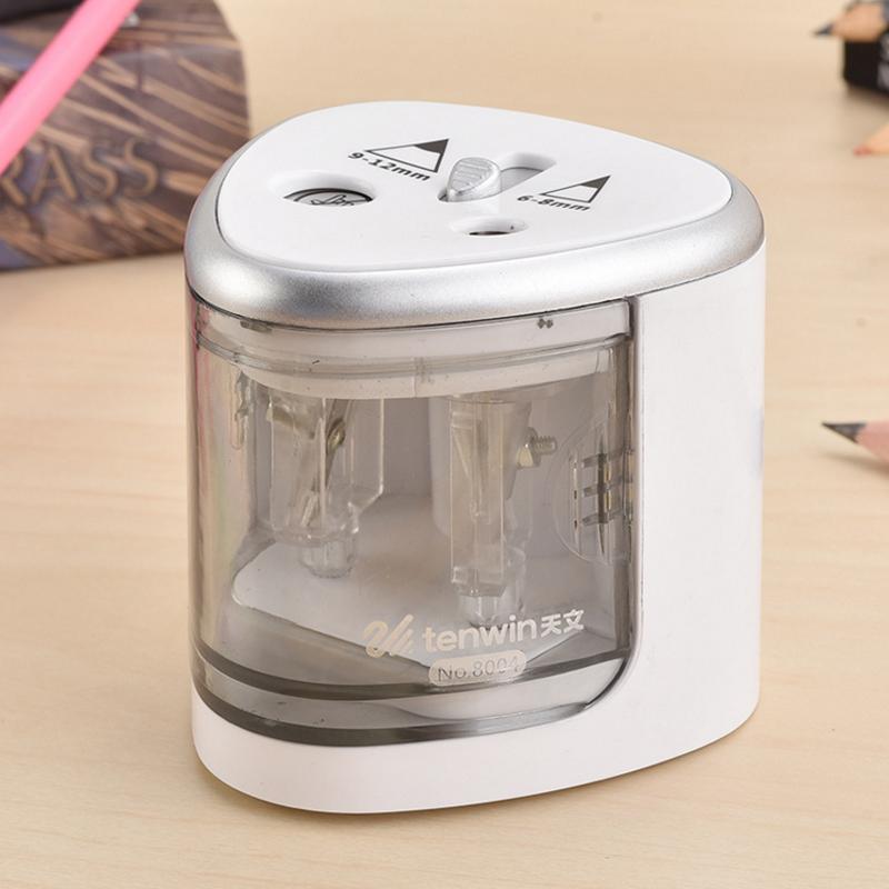 Automatic Pencil Sharpener Two-hole Electric Touch Switch Pencil Sharpener Stationery Home Office School Supplies
