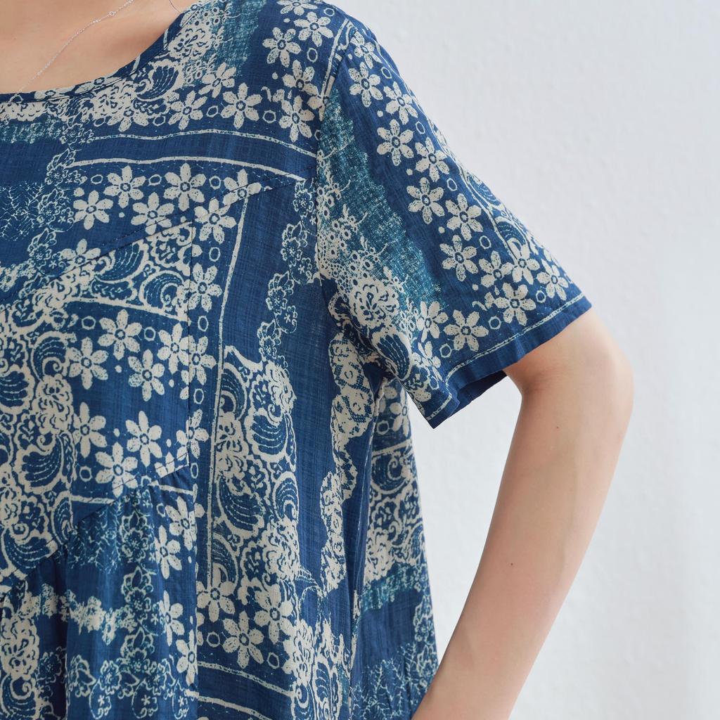 Dimanaf 2025 Women Plus Size Spring Summer Dress Floral Dress Basic Vintage Loose Long Dress Maxi