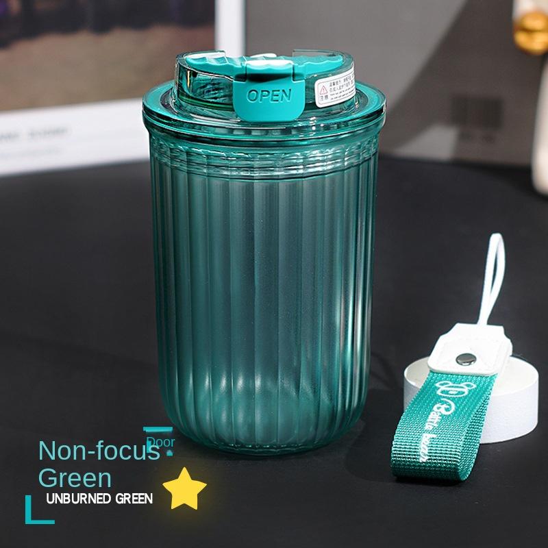 Frosted Coffee Cup 480ml Office Gift Cup Outdoor Portable Handy Cup Double Drink Plastic Water Cup with Rope Handle