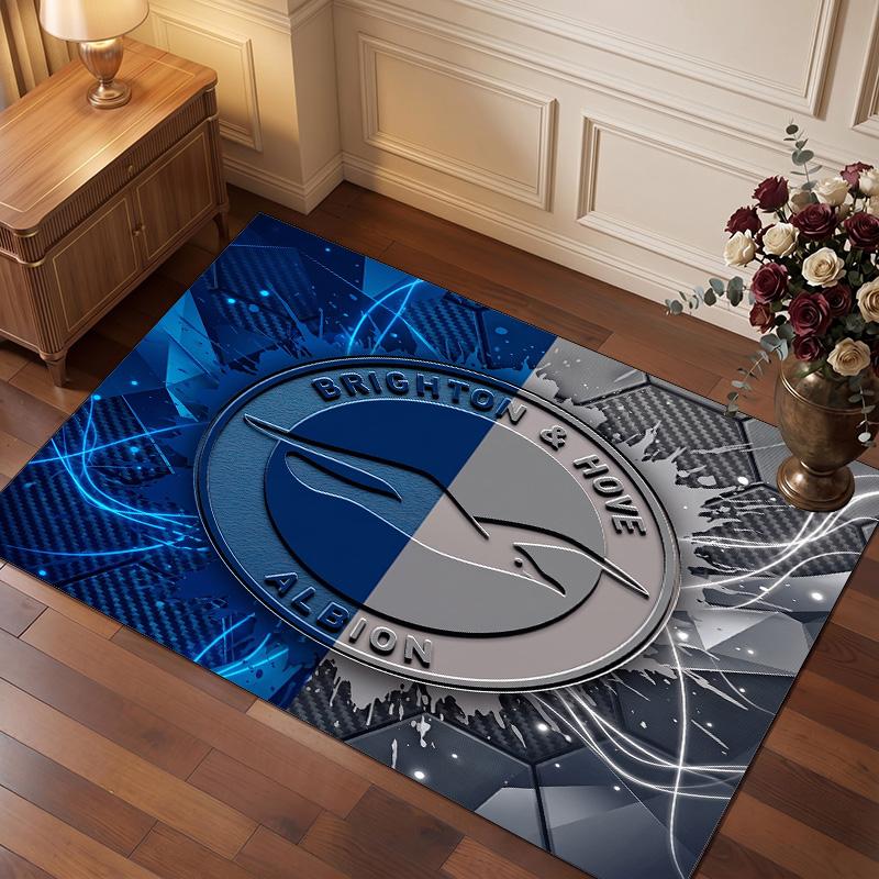 Brighton & Hove Albion Football Print Crystal Velvet Rug, Comfortable Water Absorbent Non Slip Indoor Floor Carpet