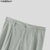 INCERUN Men Zip-up Waist Hollow See Through Casual Long Pants Trousers