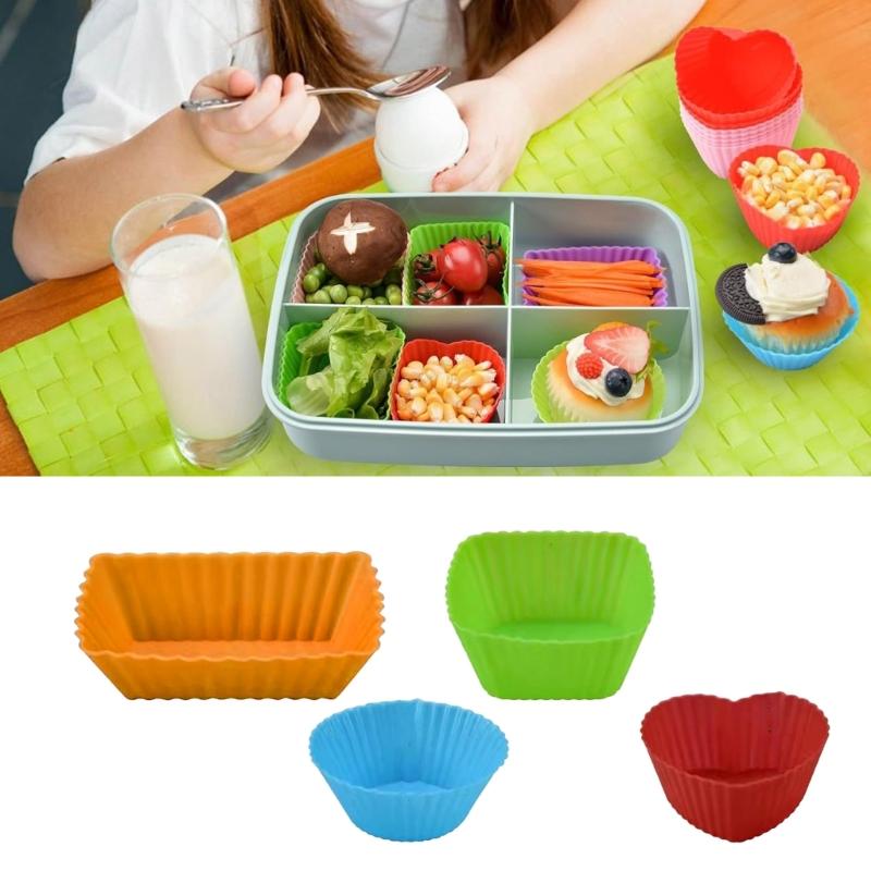40Pcs Silicone Bakings Cups Cupcakes Liner Muffins Cake Bakings Molds Easy to Use