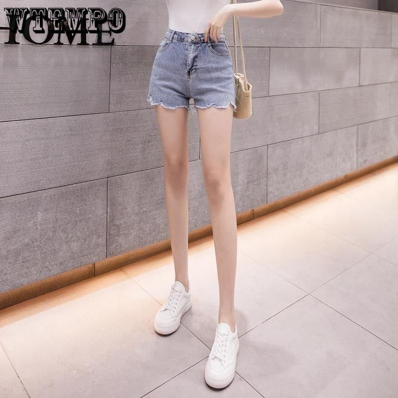 WTEMPO Denim Shorts Women's Summer Loose High Waist Shorts Breathable Fashion Slim Wide Leg Pants