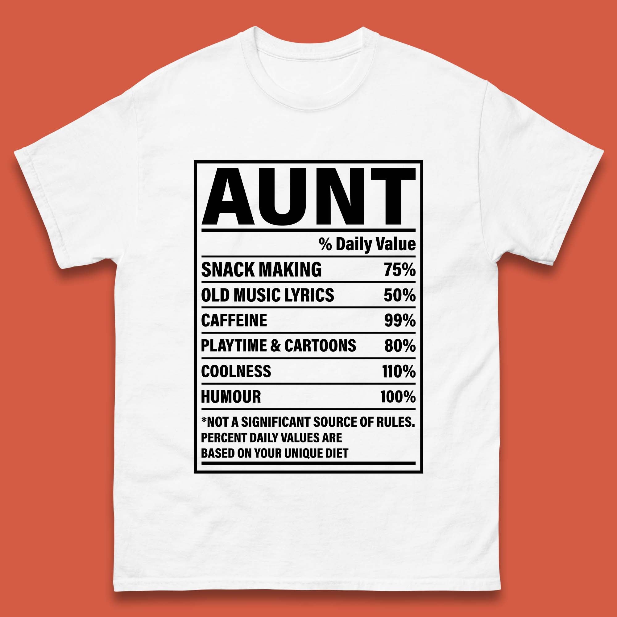 Aunt Nutrition Fact Mens T-Shirt Womens Tops Tees 3XL
