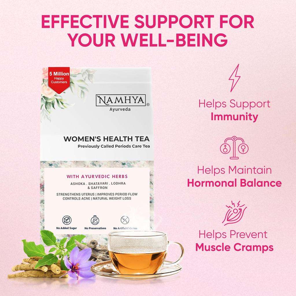 Namhya PCOS PCOD Green Tea | PCOS tea for women | Loaded with Natural Ayurvedic Herbs (Shatavari and Ashoka) for Hormonal Balance & Better P