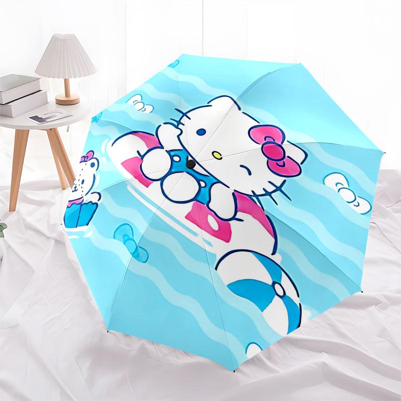 1pc Hello Kitty Automatic Opening/Closing Umbrella with Portable Tri-Fold Design, 8-Bone Iron Frame Outdoor Umbrella - Perfect Gift for Fans, Traveler