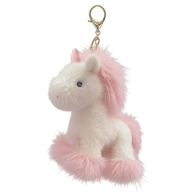 Adorable Horse Plush Keychain Soft PP Cotton Cute Stuffed Animal Toy Bag Hanging Decoration For Girls Gift