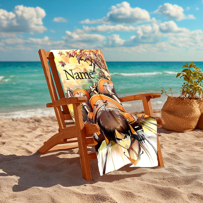 Personalized Customized Proof Beach Towel with Attack On Titan Pattern - Soft, Absorbent, Quick-drying, Perfect Swimming, Camping&bathing
