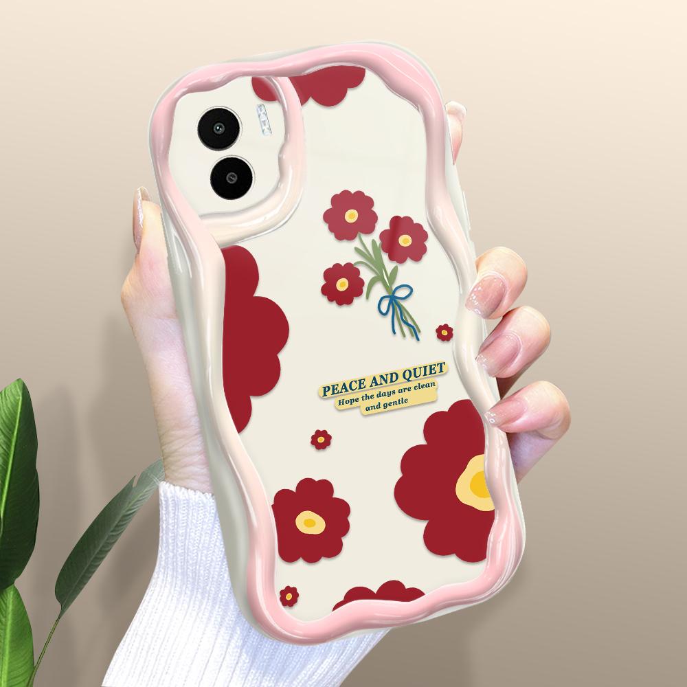 Roztomilý kreslený vzor krémová textura pouzdro vlnitý okraj měkký silikonový kryt pouzdro na telefon pro Xiaomi Redmi